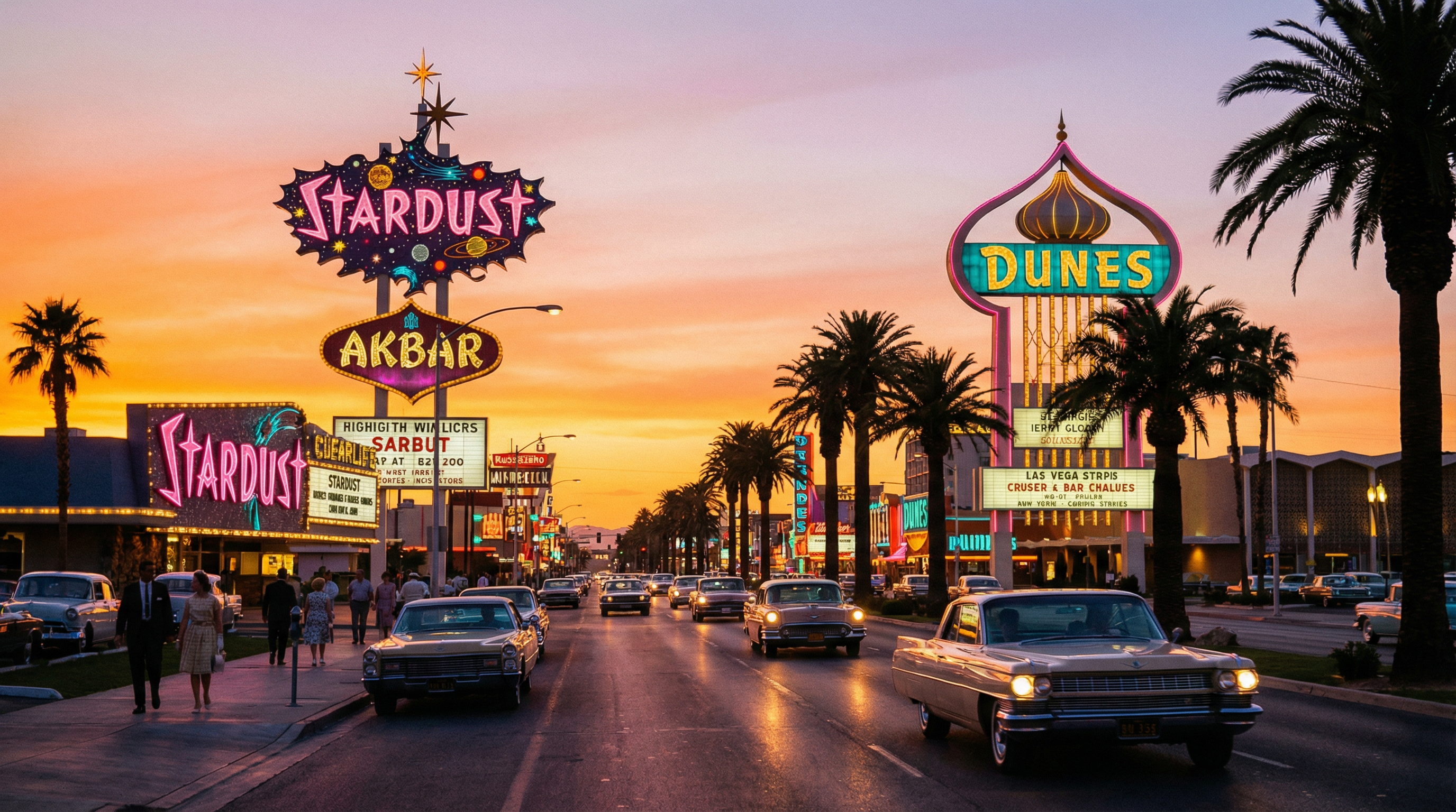 Vintage Las Vegas Strip at Golden Hour